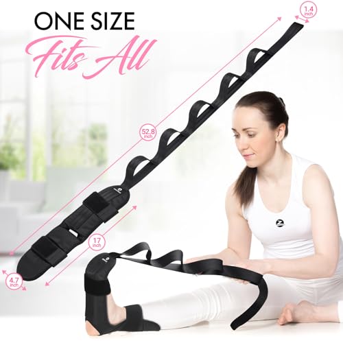Stretch Strap with Loops for Foot and Calf - Ideal for Physical Therapy, Achilles Tendonitis Relief, and Plantar Fasciitis - Perfect for Yoga, Gymnastics, and Flexibility Training