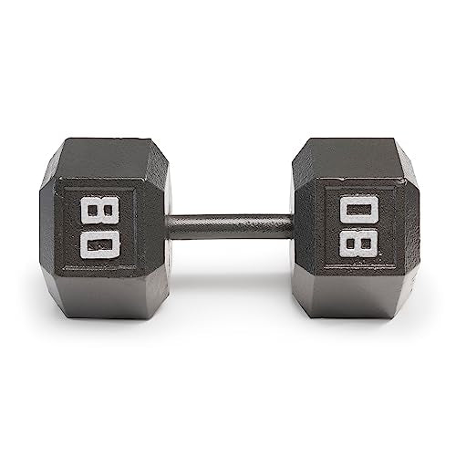 Marcy Cast Iron Hex Dumbbells Collection - Available size from 3-lb to 100-lb, SOLD INDIVIDUALLY - style: 80lbs