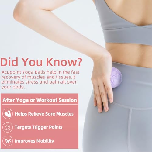 Massage Lacrosse Balls 2 Pack, Rubber Trigger Point Therapy Balls for Deep Tissue Myofascial Release, Plantar Fasciitis & Muscle Soreness Relief, Portable Pain Relief Tool (Light Pink and Grey) - color: Light Pink and Grey
