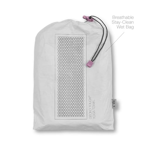 agoy Gecko Touch - Next-Gen Microfiber Yoga Towel - Double-Sided Silicone Non-Slip Grip – Ideal for Hot Yoga - Ultra Absorbent, Easy to Wash, Travel-Friendly - 30% Recycled Material - Free Wet Bag - color: Purple Rain