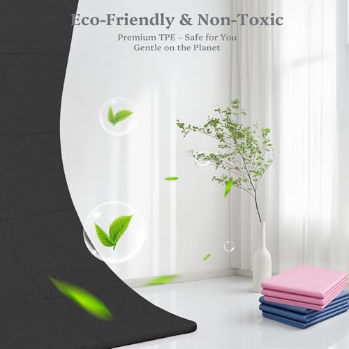 Foldable Yoga Mat Non Slip, Pilates Fitness Mats, 72" x 24" Extra Width & Thick, Anti-Tear Exercise Mat with Carrying Strap and Bag, Workout Mats for Stretching,Yoga Studio,Gym or Home Workouts