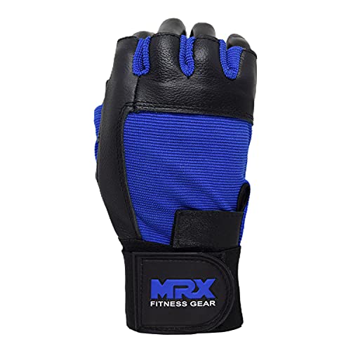 MRX Weight Lifting Gloves Gym Fitness Exercise Bodybuilding Workout Powerlifting - color: Blue, size: Medium