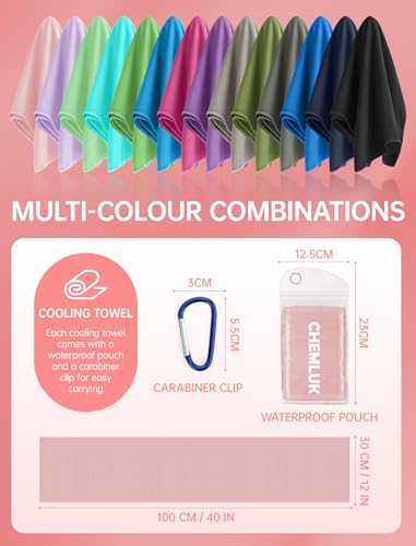4 Packs Cooling Towels: Instant Cool Towel for Neck and Face Hot Weather UPF50 Quick Dry Microfiber Sweat Towels for Gym Workout Sports (40"x12")