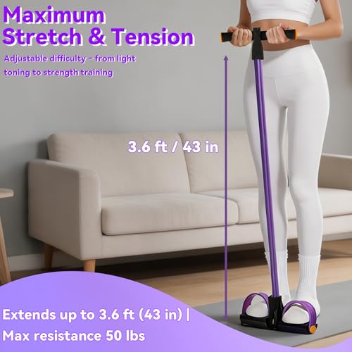 Pedal Resistance Band with Handle, 6-Tube Elastic Yoga Pedal Puller Exercise Bands, Multifunctional Stretch Bands for Exercise, Home Workout Equipment for Legs Arms Abs