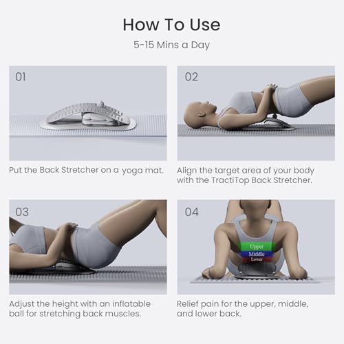 Back Stretcher with Adjustable Arch – Lumbar Stretching Device with Acupressure Nodes, Lower Back Support and Relaxation Tool for Home, Office, and Gym Use - color: MANUAL
