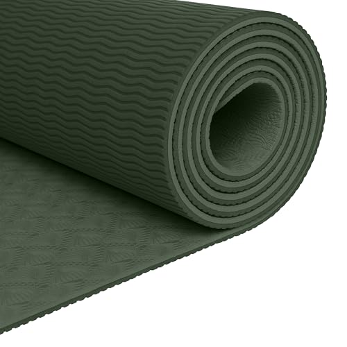 Retrospec Zuma Yoga Mat 6mm Thick Non-Slip TPE Exercise Mat | Cushioned Workout Mat for Yoga Pilates and Home Stretching | 72 x 24 with Carrying Strap