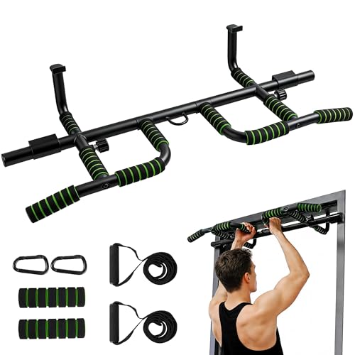 Upgrade Pull Up Bar for Doorway with Handles, Multi-Grip Door Pull Up Bar, Up to 440 Lbs Capacity, No Screwing or Slipping, Home Gym Strength Training