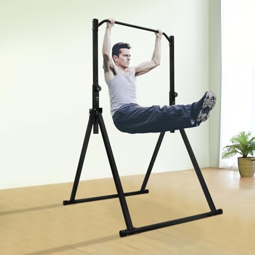 Pull Up Bar, Dsmsseym Foldable Dip Station Free Standing Chin Up Bar Height Adjustable Chin Up Bar Multifunction Fitness Tower Station Gym Training Workout Equipment