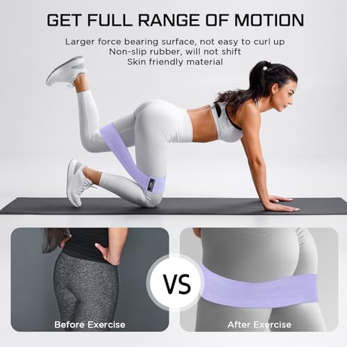 12 Pcs Fabric Resistance Bands for Working Out Non-Slip Booty Exercise Loop Bands for Women Men Glutes Hip Thigh Butt Yoga Pilates Fitness Gym, Light Medium Heavy