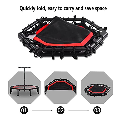 Trampoline Folding Mini Trampoline with Foam Handle Bar, Fitness Rebounder for Adult Indoor and Outdoor Exercise, Kids Balance Training Equipment (Size : 50in)
