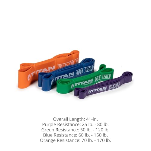 Titan Fitness 41" Heavy Multi-Pack Latex Bands, Pull-Up Bands, Resistance Band Set for Workouts, Fitness and Strength Training