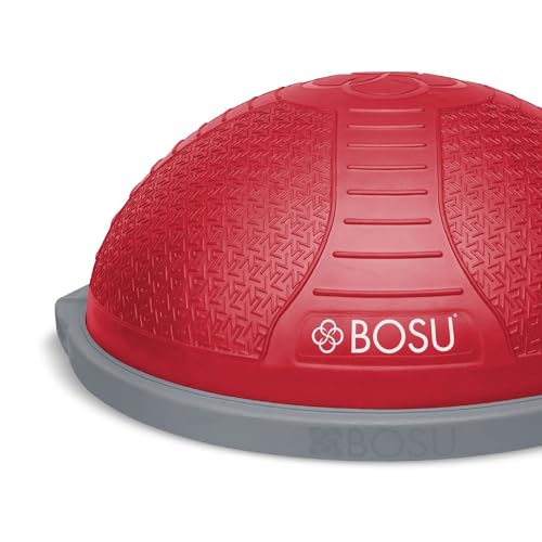 BOSU Nexgen Balance Trainer, Half-Ball Training Equipment, 65 cm Diameter, 300 lb Capacity - Burst-Resistant Stability Exercise Tool w/Non-Slip Base, Includes Hand Pump, Commercial-Grade - color: Neon Flare/Gray