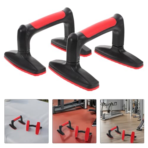 2pcs Red Plastic Push up Bars Stands Non-slip Parallettes Handles Gym Accessories for Men Women Home Floor Strength Training Fitness Equipment