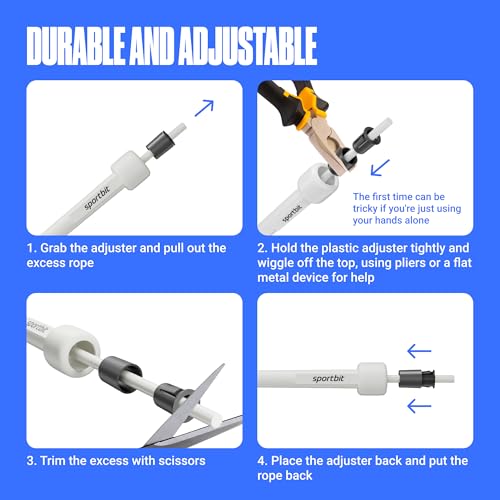 SPORTBIT Adjustable Jump Rope for Fitness and Exercise - color: White