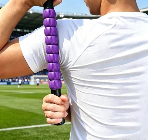 Muscle Roller Stick - A Full-Body Massage Roller that Can Relieve Muscle Soreness, Cramps and Tension After Exercise. It is a Handheld Physical Therapy and Recovery Tool(Black and Purple) - color: Purple