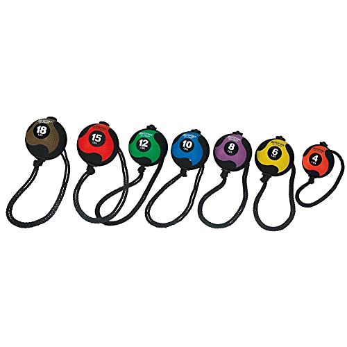 Aeromat Elite Power Rope Medicine Ball for Core Strength/Rotational Movements Training - style: 10 lbs - Black/Blue