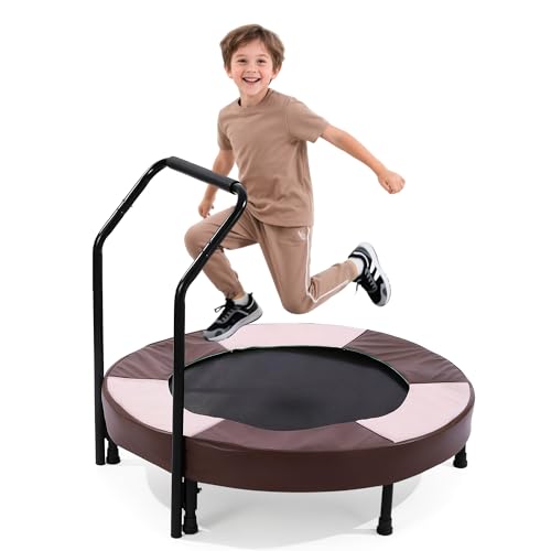 36" Foldable Mini Trampoline for Kids, Indoor Outdoor Small Rebounder Trampoline with Foam Handle & Safe Thickened Cover, Toddler Trampoline, Perfect Toddler Gift for Boys & Girls