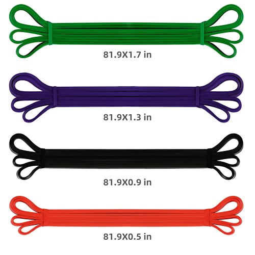 Pull Up Resistance Bands Set of 4 for Men and Women, Assistance Band for Exercise for Resistance Training Powerlifting, Gyms, Mobility Home Fitness, with Carrying Bag(4pcs)