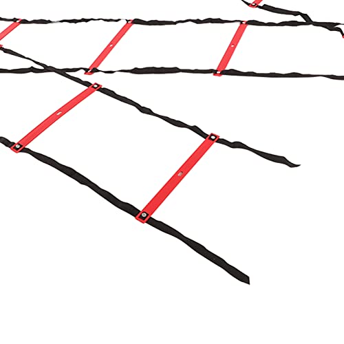 7M Agility Ladder, 14 Rung Fixed Distance Speed Training Equipment with Angle Marks for Soccer Football Fitness Coaches and Athletes - color: Red