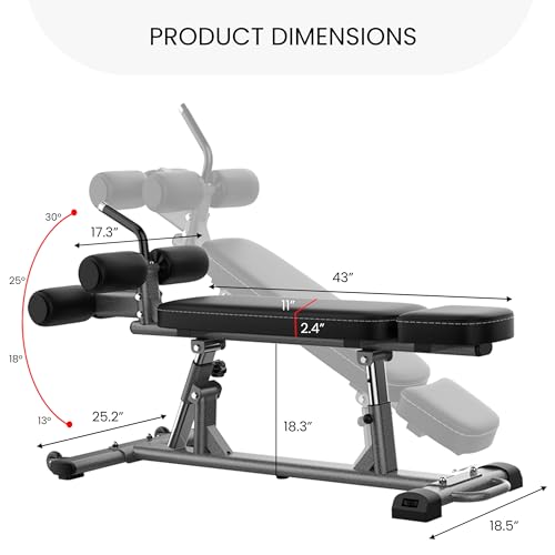 Finer Form Gym-Quality Adjustable Sit Up Ab Bench & Decline Weight Bench for Home Gym Strength Training.