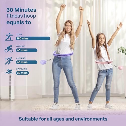30/24/12 Knots, Upgraded Magnetic Lock Weighted Hula Hoop for Kids Adults Weight Loss, Infinity Hoop Plus Size, Home Indoor Outdoor, Fitness Exercise, Abdominal Toner