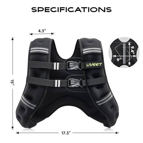 Weighted Vest, Weighted Vest for Women Men, 5lb/10lb/15lb/20lb/25lb/30lb SGS Certified Weight Vest with Pocket Reflective Strips Adjustable Buckle Straps for Walking Running Strength Training Cardio Workout - size: 30lbs