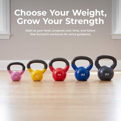 Sunny Health & Fitness Vinyl Coated Kettlebell for Strength Weight Training & Swinging Exercise - In 5, 10, 15, 20, 25 Pound - style: 20 Pound