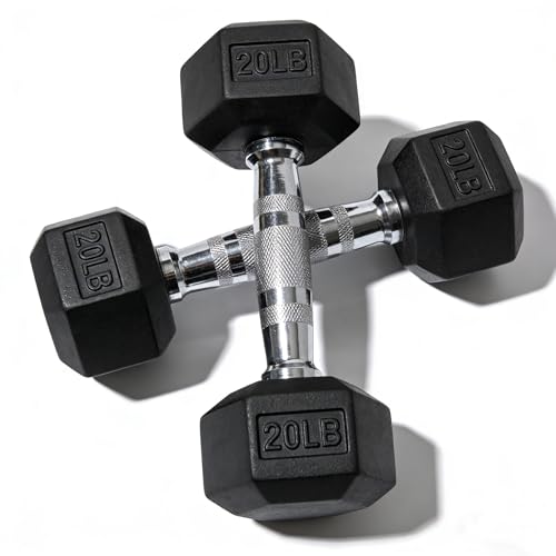 Hex Dumbbell Set – 5lb to 90lb Rubber Coated Hex Dumbbell, Heavy Duty Weights for Home Gym, Strength Training, Men and Women (Single or Pair Options Available) - color: 20 lb Pair