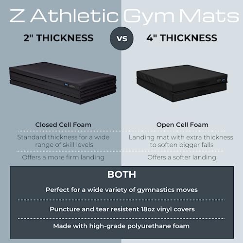 Z Athletic Folding Mat for Gymnastics, Tumbling, Cheerleading, and More, 4 Ft x 8 Ft x 2 In