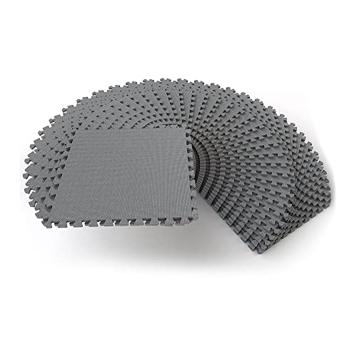 BalanceFrom Puzzle Exercise Mat 1/2" Thick, EVA Interlocking Foam Floor Tiles for Home Gym, Mat for Home Workout Equipment, Floor Padding for Kids, Gray, 24 in x 24 in x 1/2 in, 144 Sq Ft - 36 Tiles