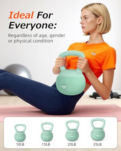 Soft Kettlebell, Safe Strength Training Kettle bell, Cushioned Impact-Resistant Base and Anti-Slip Grip Weight, Kettlebells Set for Home Workouts and Men/Women/Beginners,With Non-slip Gloves - color: Green