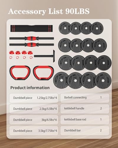 Adjustable Dumbbell set,20/30/45/70/90lbs Free Weight Set - style: 90LB(45LB Pairs)