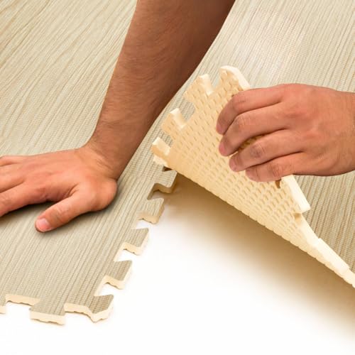 Sorbus Wood Grain Floor Mats Foam Interlocking Mats Each Tile 1 Square Foot 3/8-Inch Thick Flooring Wood Mat Tiles - Home Office Playroom Basement Trade Show (16 Tiles,16 Sq ft - Light Pine) - color: Wood Grain - Light Pine