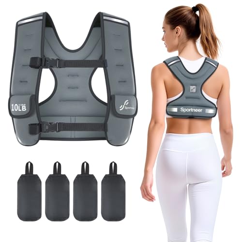 Sportneer Adjustable Weighted Vest Woman: 6-10lb/10-18lb Weighted Vests - color: Gray, size: 6-10 lbs