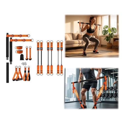 SakerPlus Pilates Bar Kit with Resistance Bands, Heavy Duty Pilates Equipment with Up to 270LBS Resistance, Portable Home Gym Workout Kit for Legs, Hips, Back, Arms, Abs, Chest & Shoulders