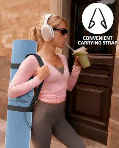 Large Yoga Mat (75.5"x47.6"x0.4"๏ผExtra Wide & Thick 10mm - color: Blue-gray