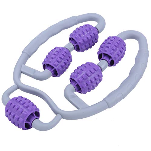 Leg Roller Massager, 360 Degree Muscle Massager with Elastic Bracket and Adjustable Width, for Arms Legs Calves Neck Pain Relief, Dark Purple