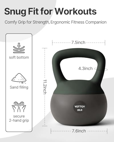 YOTTOY Soft Kettlebell, Set for Strength Training Kettlebells & Home Workouts, Soft-Sided Cushioned Base, Wide-Handle - Ideal for Men, Women, & Beginners - color: 10LB-Green