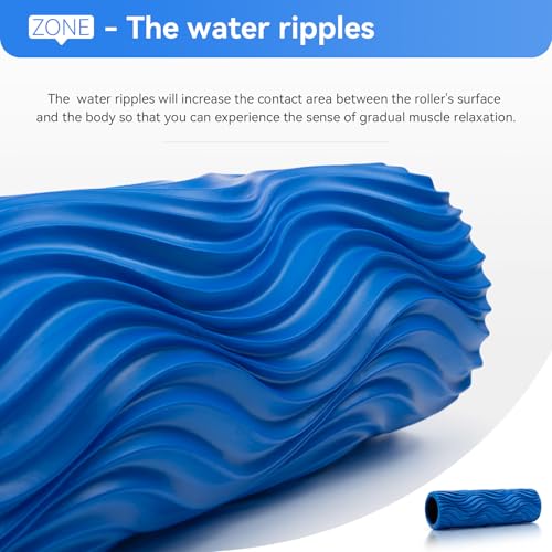 Foam Roller Medium Density Back Roller for Deep Tissue Muscle Massage of The Back and Leg Muscles - Self Myofascial Release of Painful, Wave Textured Muscle Roller, Fitness Roller for Pilates, Yoga - color: Blue