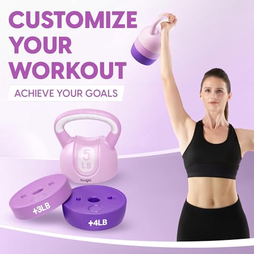 Yes4All Kettlebell Sets - Adjustable Kettlebell Set for Strength Training - Kettlebells Adjustable Weight for Versatile Workouts - color: A. Purple, style: A. Single