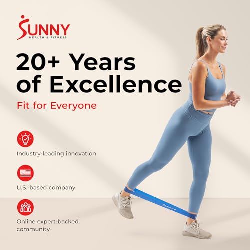 Sunny Health & Fitness Resistance Loop Bands - 5 Levels of Color-Coded Exercise Bands for Legs, Glutes & Strength Training - Portable Snap-Resistant Loop Set for Yoga, Pilates & Mobility