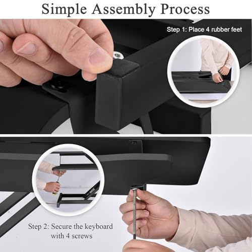 Adjustable Standing Desk Converter – 37" Wide, for Two Monitors with Keyboard Tray, Manual Gas Spring Sit Stand Desk Converter Lifts to 18.5", Black