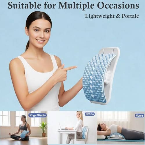 Back Stretcher with Air-Adjustment for Lower Back Pain Relief, Lumbar Support Board with 10 Inch Wide Elastic Panel for Spine Decompression, Multi-Level Back Cracker for Posture Improve & Scoliosis