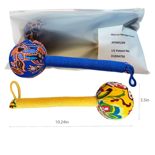 Mugwort Massage Hammer, Back Massager Hammer, Pain Relief Massager for Neck, Back, Shoulder & Body - Handheld Percussion Therapy Tool with US Design Patent,(Blue and Yellow…) - color: Blue and Yellow…