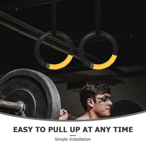 TEHAUX 1 Pair Gymnastic Rings with Adjustable Straps Home Gym Exercise Pull up Rings for Strength Training and Bodyweight Workout for Indoor and Outdoor Calisthenics