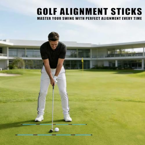 CHAMPKEY Premium Foldable 40" Golf Alignment Sticks 4 Pack - Posture Correction and Shot Accuracy Golf Training Aid - color: Red
