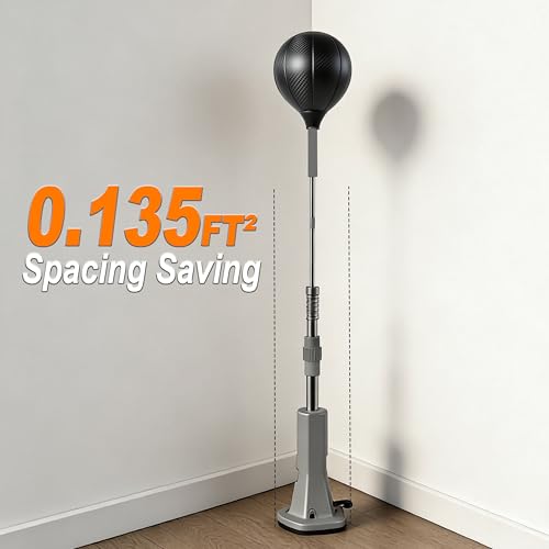 Punching Bag with Stand(2Black Rubber Mat) - One-Touch Suction Attachment,Height Adjustable,Speed Bag for Training, Boxing Equipment, Boxing Bag for Teens & Adults
