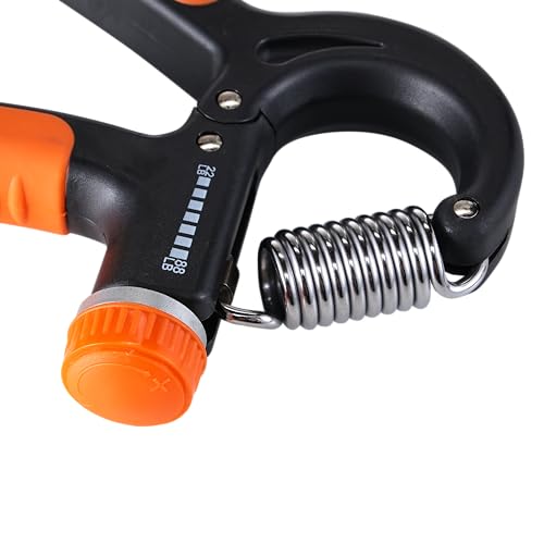 Spalding - Adjustable Hand Grip Strengthener, 22-88 lbs Resistance Hand Gripper for Forearm Wrist Finger Training, Anti Slip Ergonomic Handle Grip Trainer for Home Gym Fitness (Black/Orange)