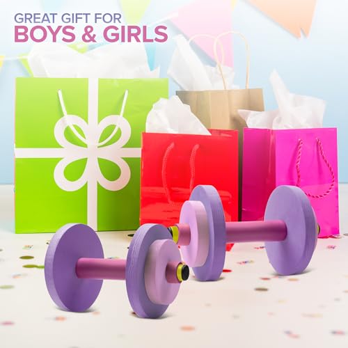 Modern Innovations Kids Weight Set (2 Pack) Toy Dumbbells, Baby Dumbbell Workout Weights, Fun Fitness and Exercise Equipment for Toddlers (Pink & Purple) - color: Pink/Purple, style: Dumbbells