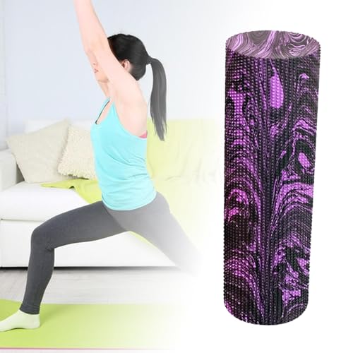 kowaku Yoga Column Roller Round Foam Roller Massage Tool Yoga Block Yoga Roller for Waist Back Stretching Workout Fitness, 30cmx15cm, Black Purple